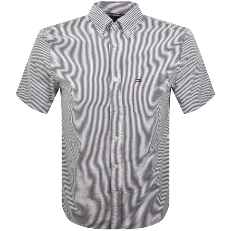 Image number 1 for Tommy Hilfiger Short Sleeved Stripe Shirt Navy