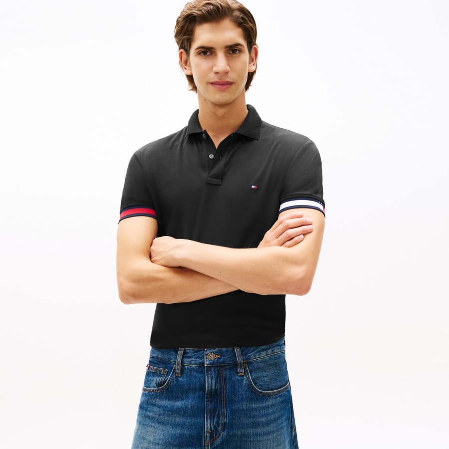 Image number 5 for Tommy Hilfiger Logo Polo T Shirt Black
