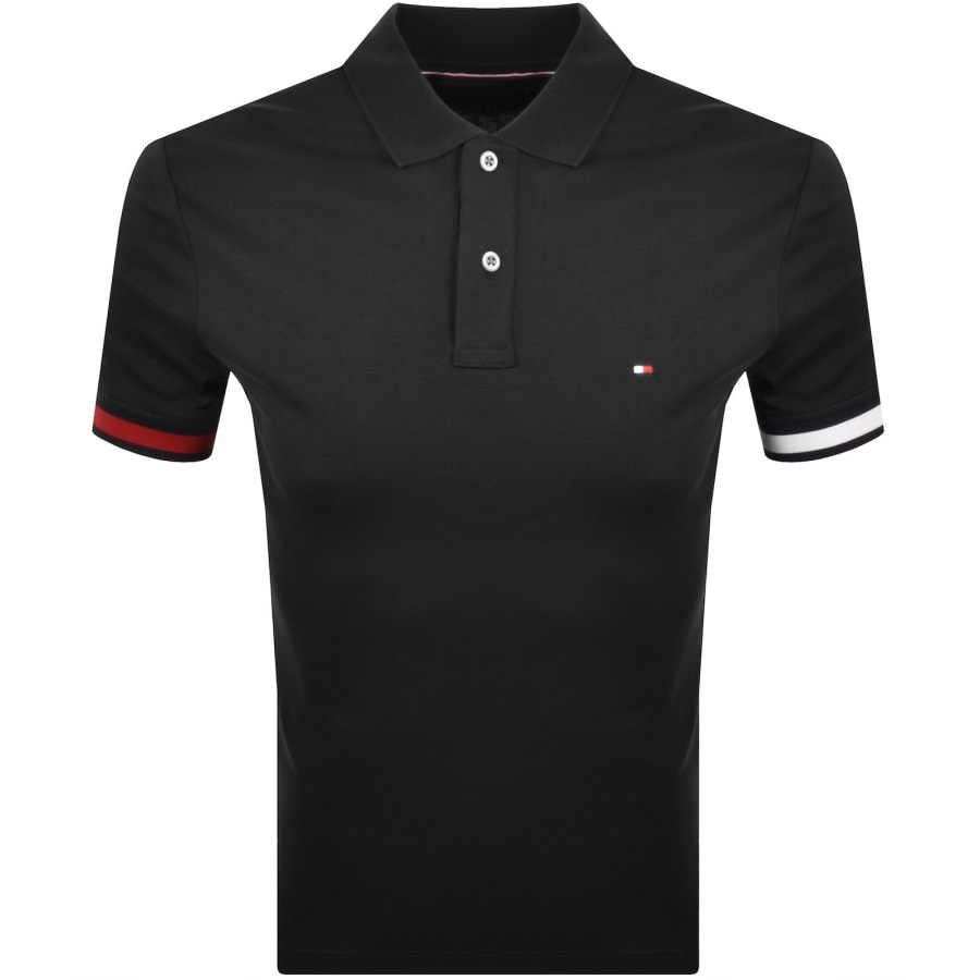Image number 1 for Tommy Hilfiger Logo Polo T Shirt Black