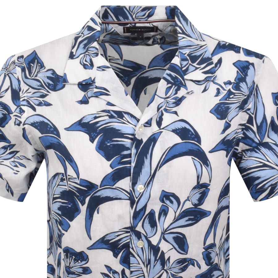 Image number 2 for Tommy Hilfiger Short Sleeved Linen Shirt White