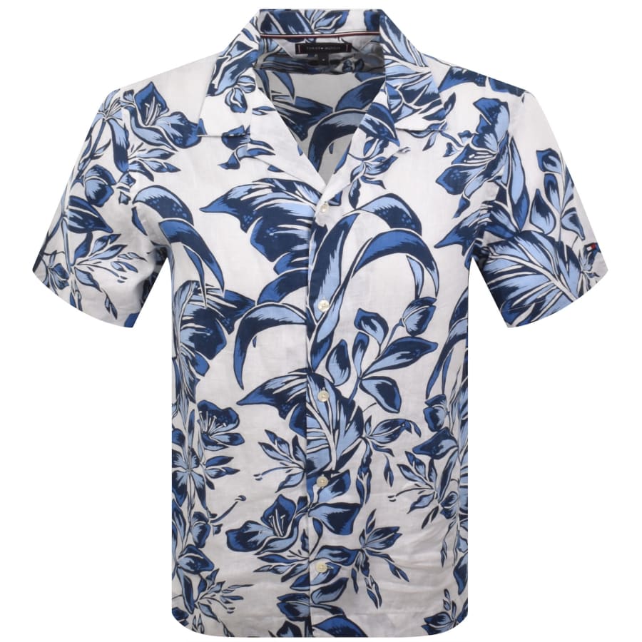 Image number 1 for Tommy Hilfiger Short Sleeved Linen Shirt White