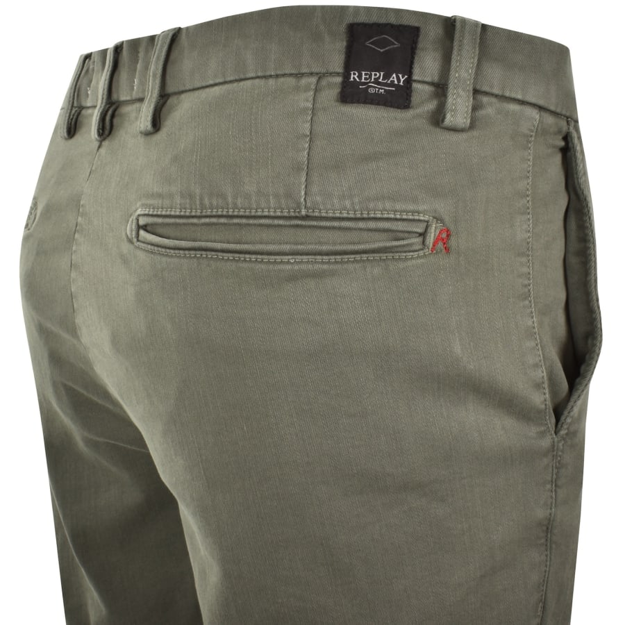 Image number 4 for Replay Benni Regular Fit Denim Shorts Green