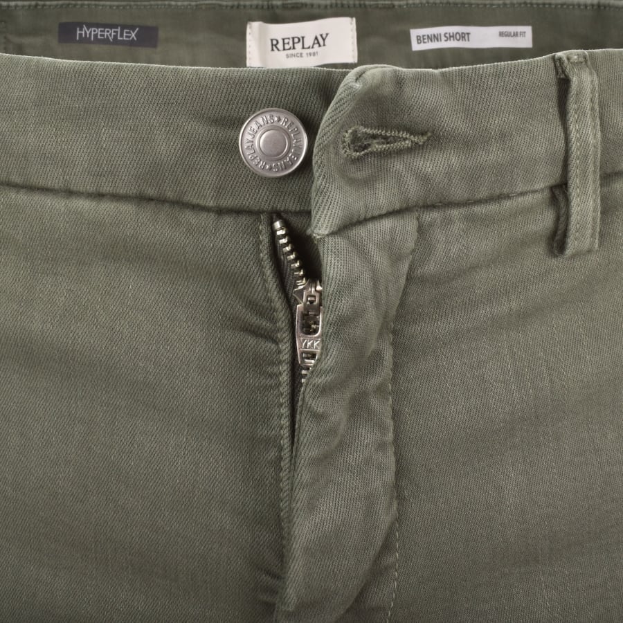 Image number 5 for Replay Benni Regular Fit Denim Shorts Green