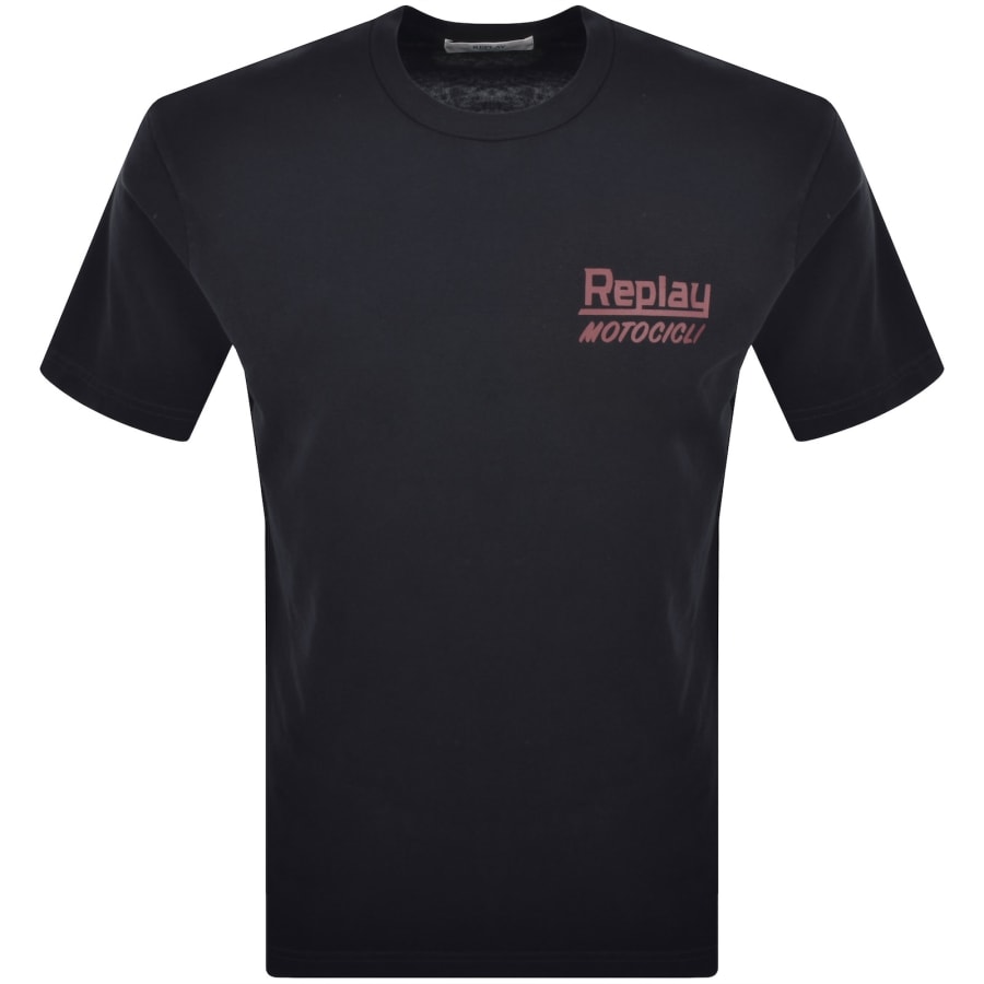 Image number 2 for Replay Logo T Shirt Navy