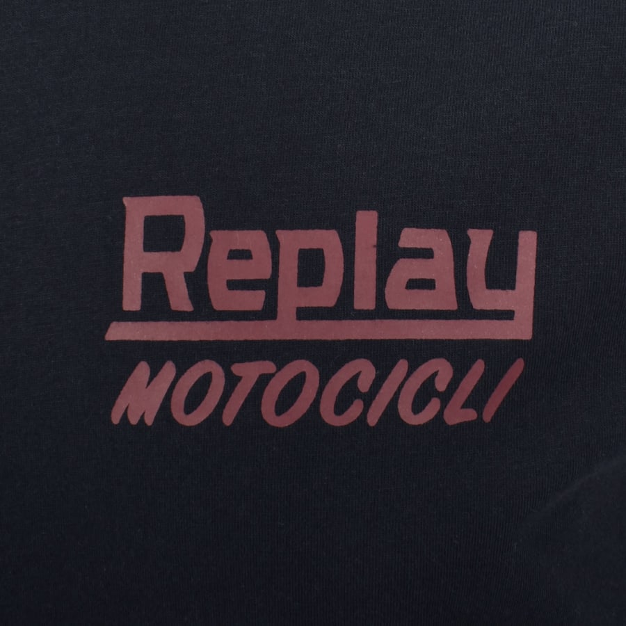 Image number 4 for Replay Logo T Shirt Navy
