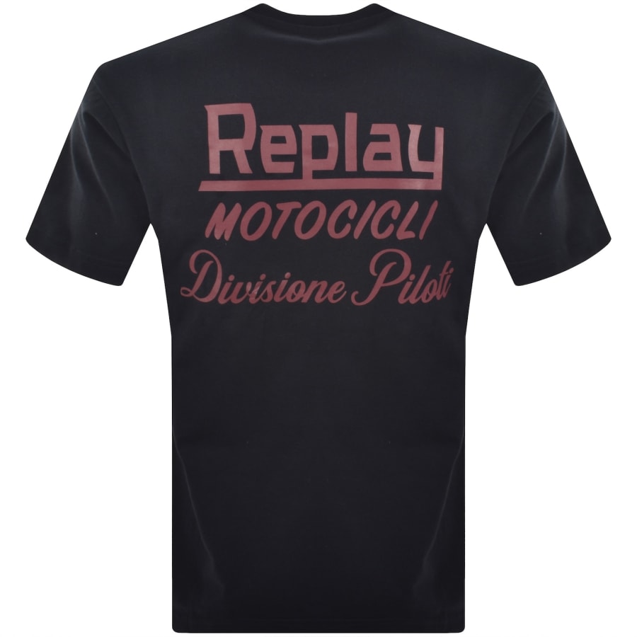 Image number 5 for Replay Logo T Shirt Navy