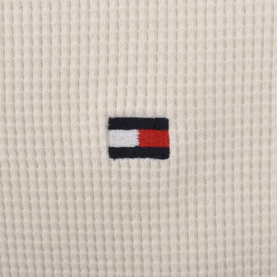 Image number 3 for Tommy Hilfiger Waffle Texture Henley T Shirt Cream