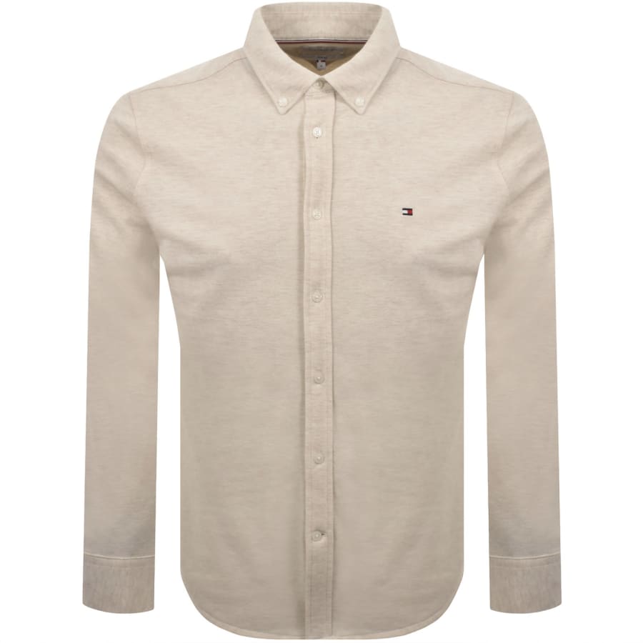 Image number 1 for Tommy Hilfiger Knitted Long Sleeve Shirt Beige
