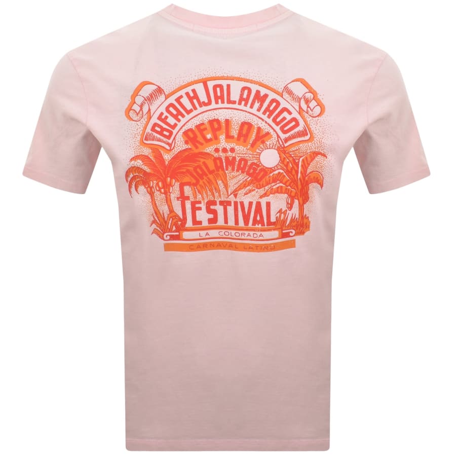 Image number 5 for Replay Graphic T Shirt Pink