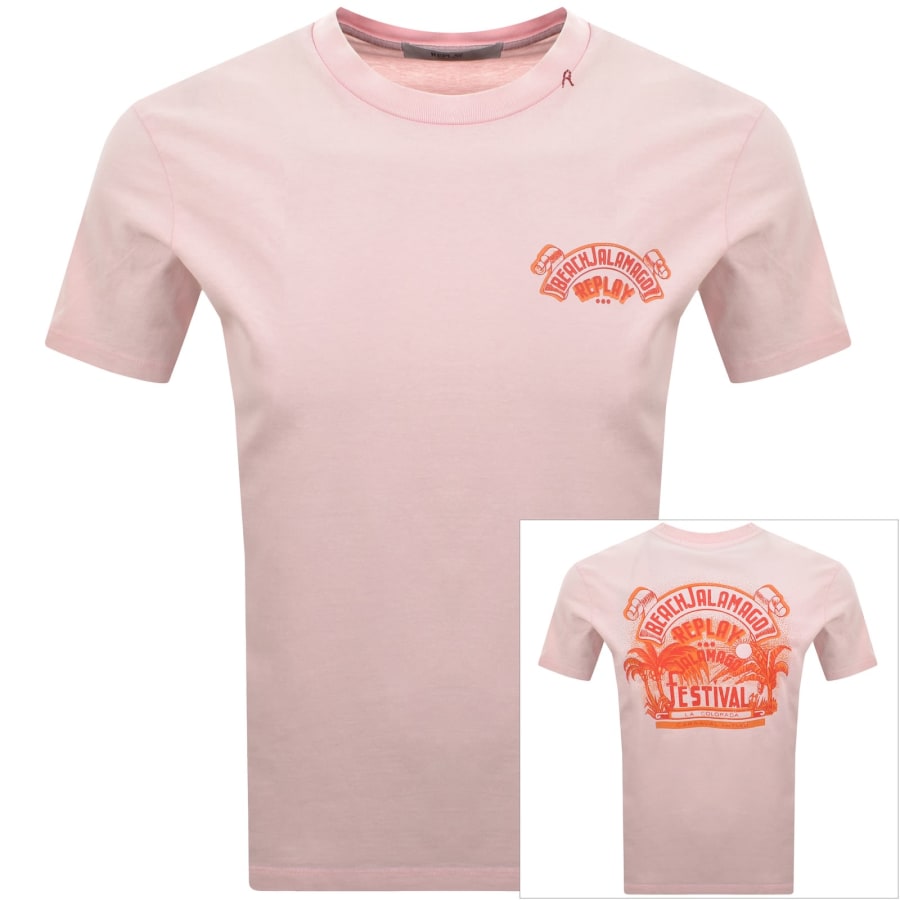 Image number 1 for Replay Graphic T Shirt Pink
