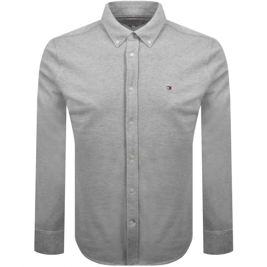 Image number 1 for Tommy Hilfiger Knitted Long Sleeve Shirt Grey