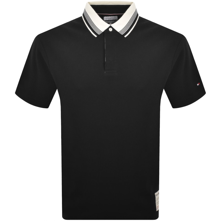 Image number 1 for Tommy Hilfiger Waffle Polo T Shirt Black