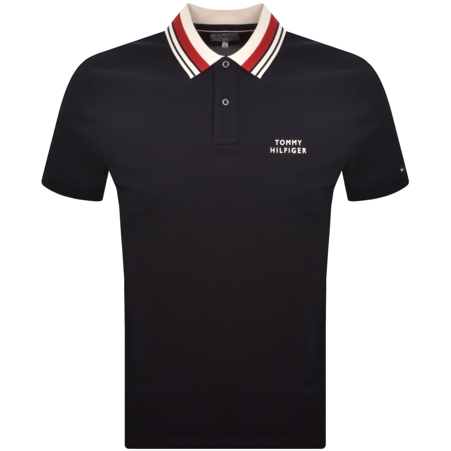 Image number 1 for Tommy Hilfiger Logo Polo T Shirt Navy