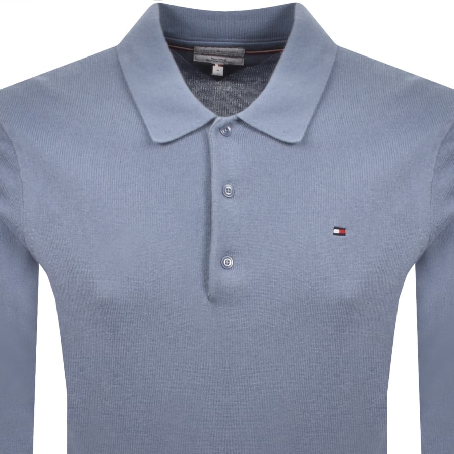 Image number 2 for Tommy Hilfiger Cashmere Polo Jumper Blue