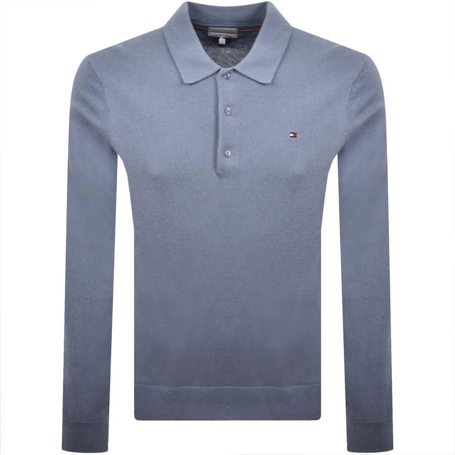 Image number 1 for Tommy Hilfiger Cashmere Polo Jumper Blue