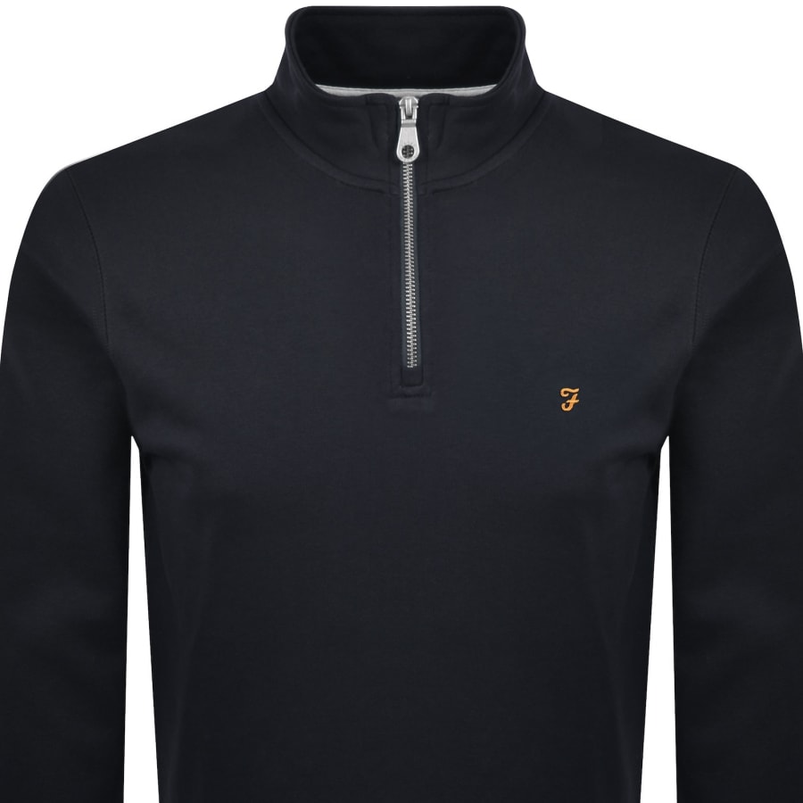 Image number 2 for Farah Arnold Quarter Zip Sweatshirt Navy