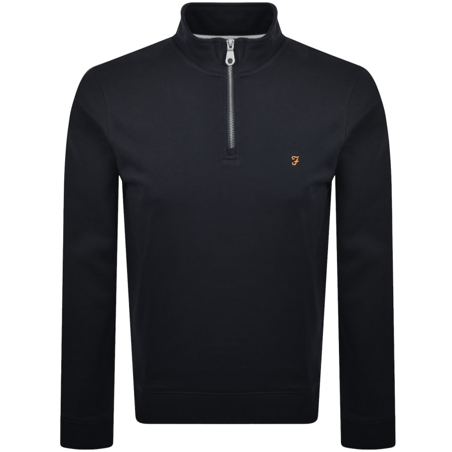 Image number 1 for Farah Arnold Quarter Zip Sweatshirt Navy