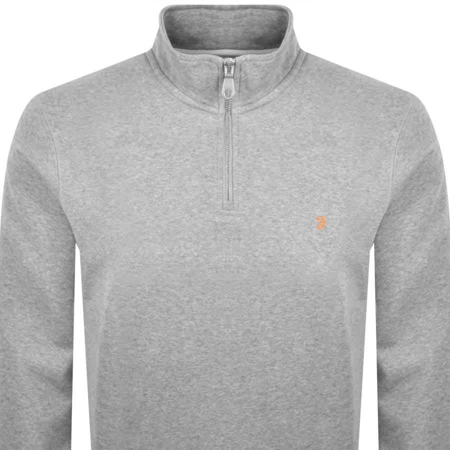 Image number 2 for Farah Arnold Quarter Zip Sweatshirt Grey