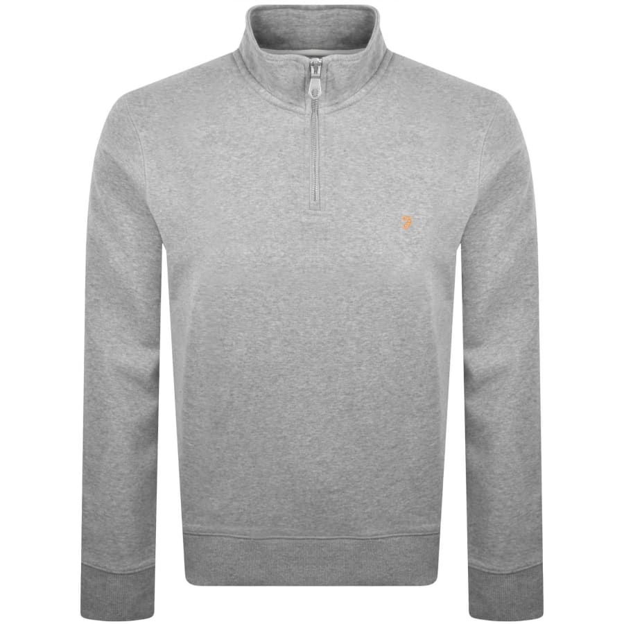 Image number 1 for Farah Arnold Quarter Zip Sweatshirt Grey