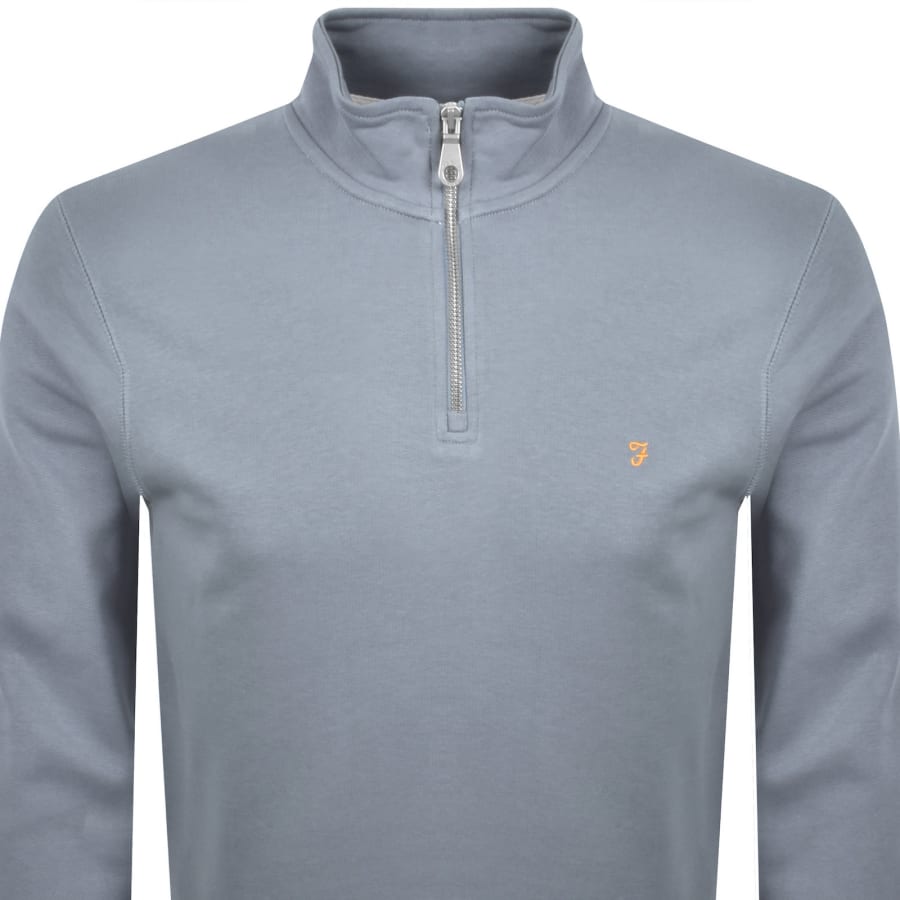 Image number 2 for Farah Arnold Quarter Zip Sweatshirt Blue