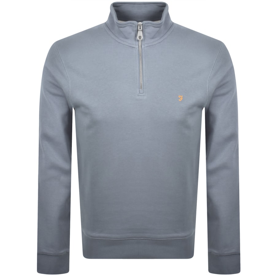 Image number 1 for Farah Arnold Quarter Zip Sweatshirt Blue