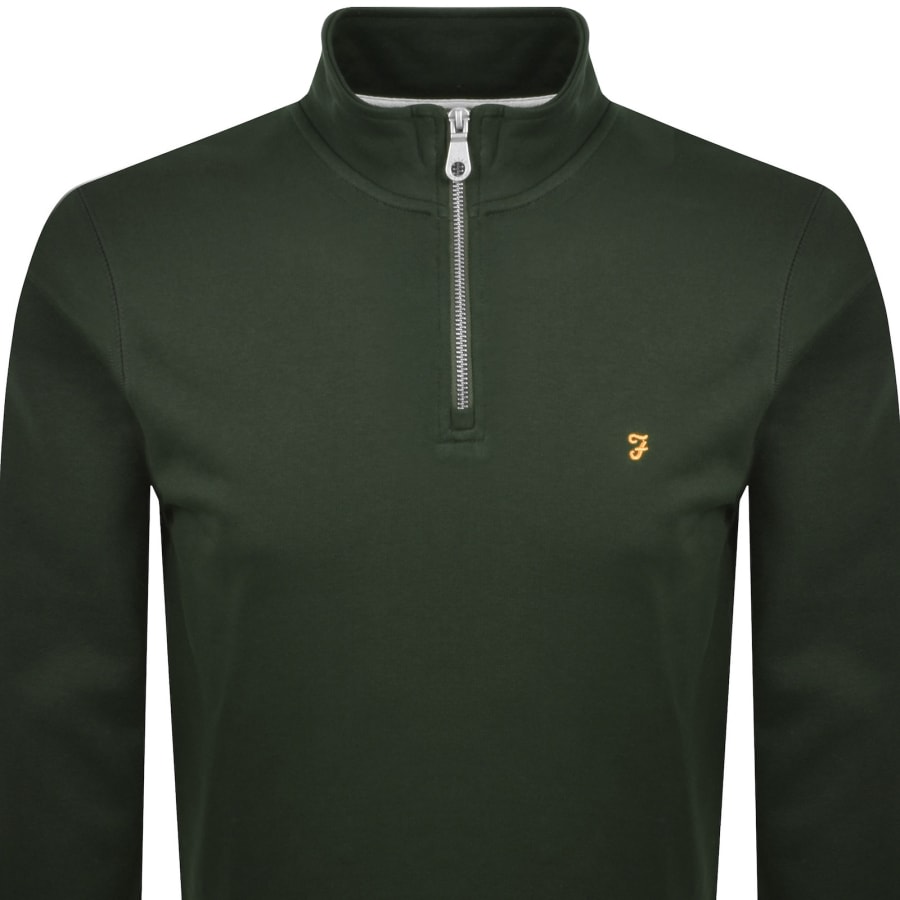 Image number 2 for Farah Arnold Quarter Zip Sweatshirt Green