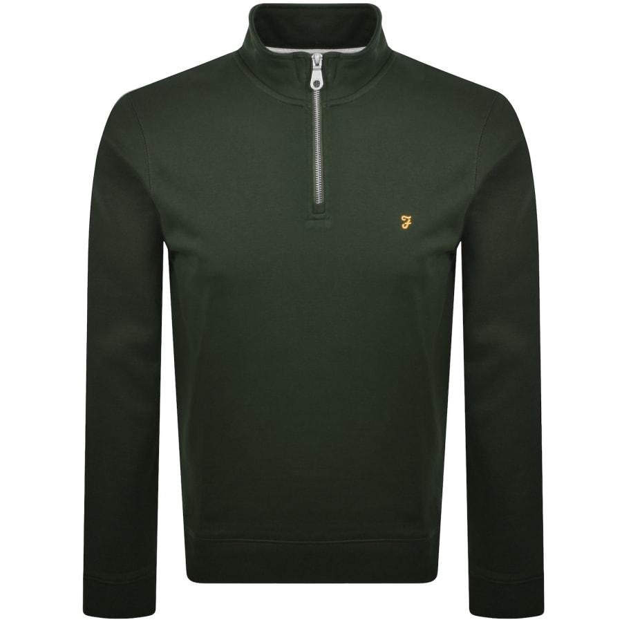 Image number 1 for Farah Arnold Quarter Zip Sweatshirt Green