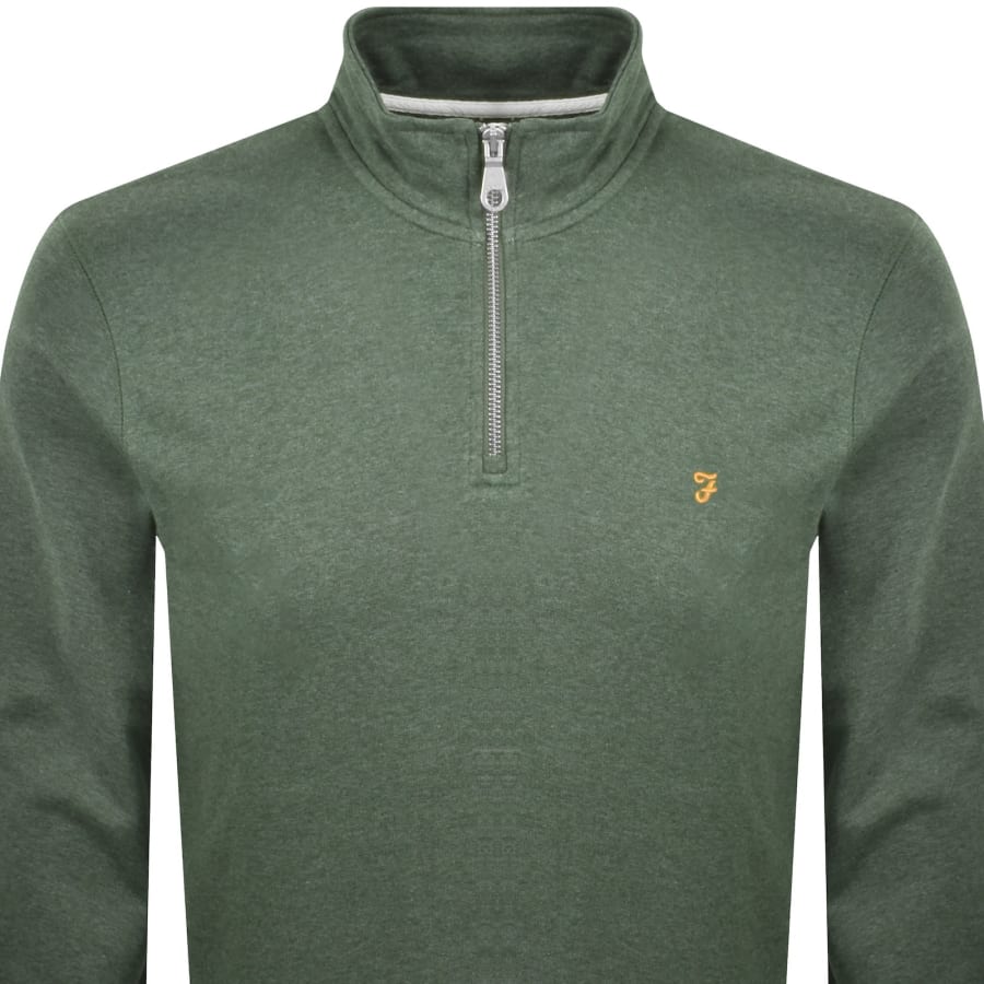 Image number 2 for Farah Arnold Quarter Zip Sweatshirt Green