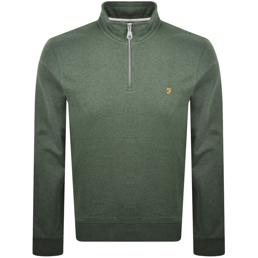 Image number 1 for Farah Arnold Quarter Zip Sweatshirt Green