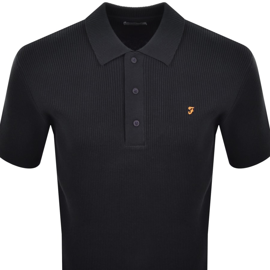 Image number 2 for Farah Gerry Rib Knit Polo True Navy
