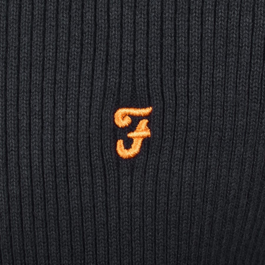 Image number 3 for Farah Gerry Rib Knit Polo True Navy