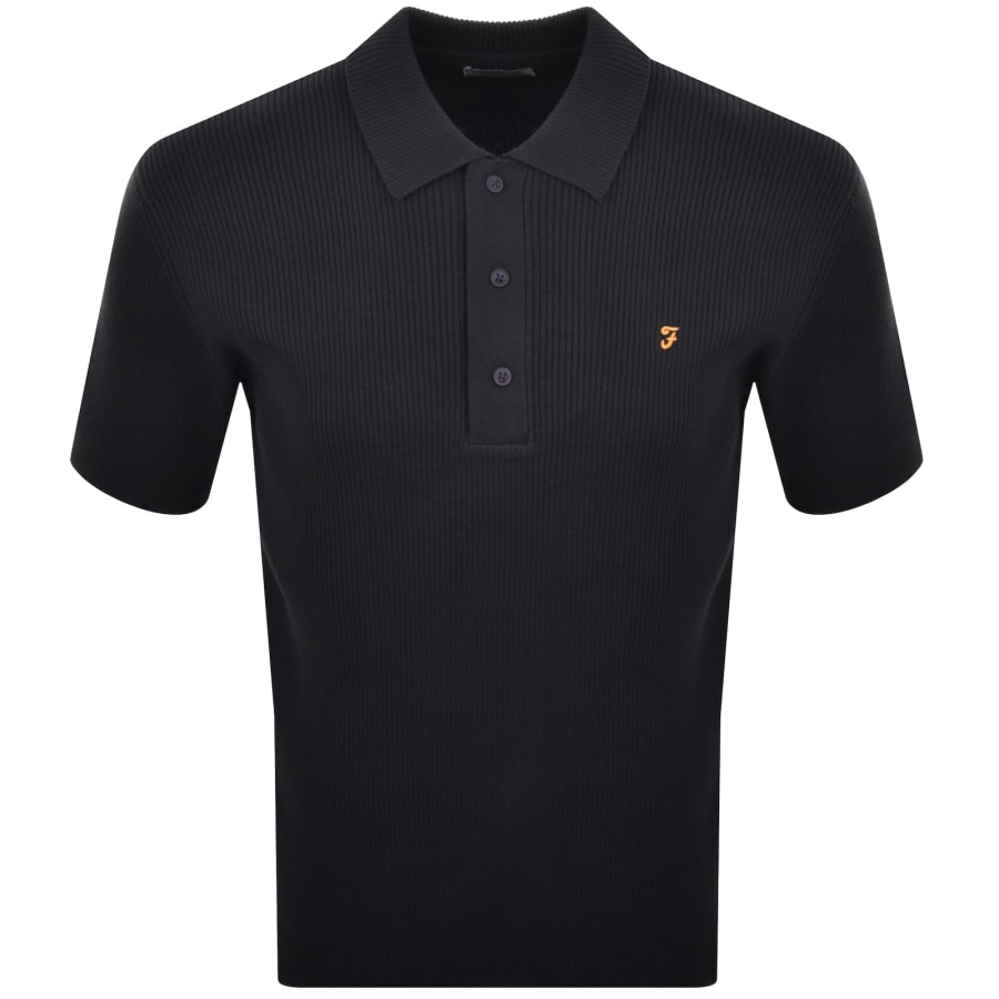 Image number 1 for Farah Gerry Rib Knit Polo True Navy