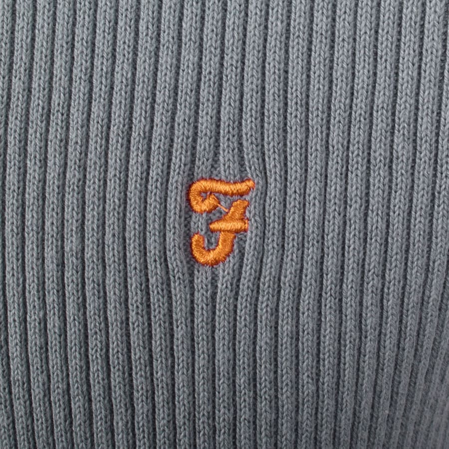 Image number 3 for Farah Gerry Rib Knit Polo Icelandic Blue