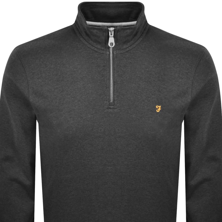 Image number 2 for Farah Arnold Quarter Zip Sweatshirt Grey