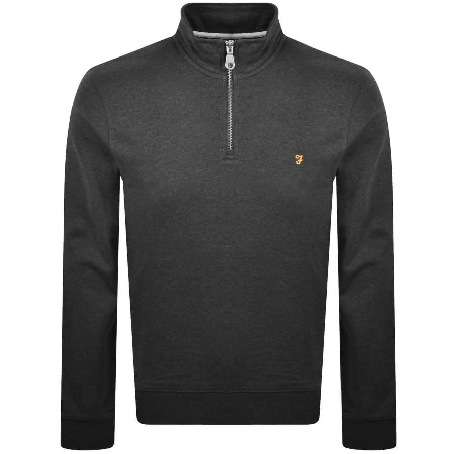 Image number 1 for Farah Arnold Quarter Zip Sweatshirt Grey