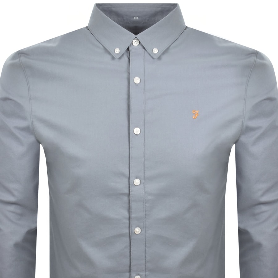 Image number 2 for Farah Brewer Slim Fit Shirt Icelandic Blue