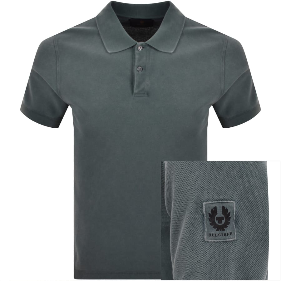 Image number 1 for Belstaff Valley Garment Dye Polo T Shirt Blue