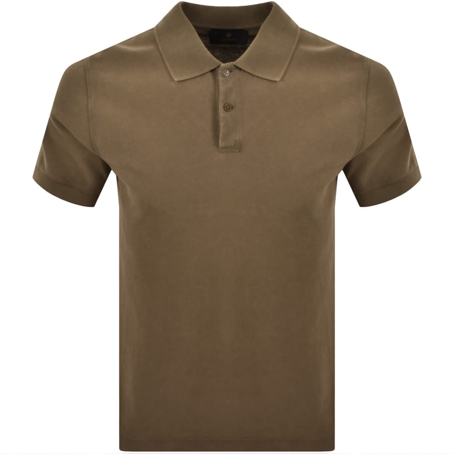 Image number 2 for Belstaff Valley Garment Dye Polo T Shirt Khaki
