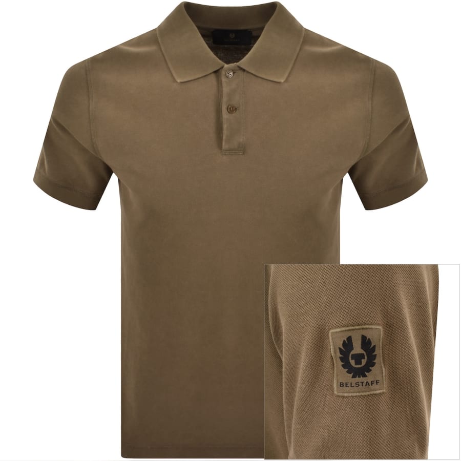 Image number 1 for Belstaff Valley Garment Dye Polo T Shirt Khaki