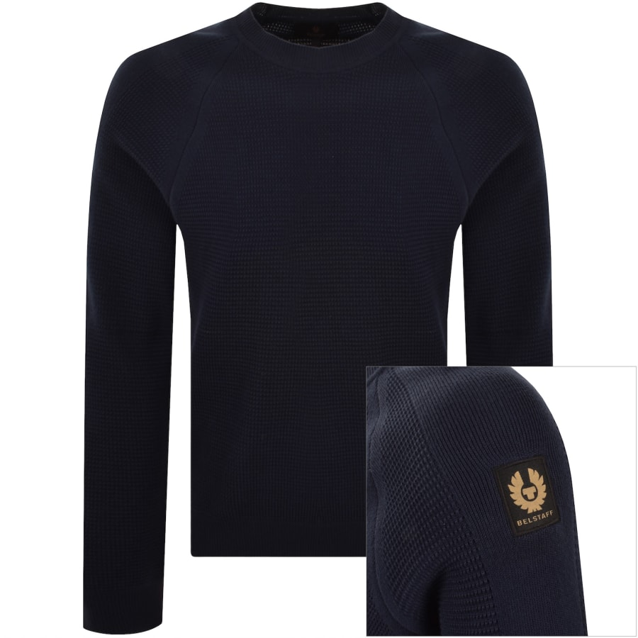 Image number 1 for Belstaff Bradwell Crewneck Jumper Navy