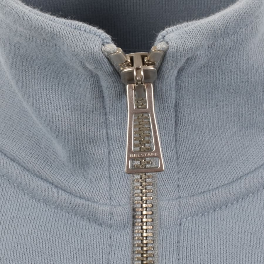 Image number 4 for Belstaff Quarter Zip Sweatshirt Mist Blue