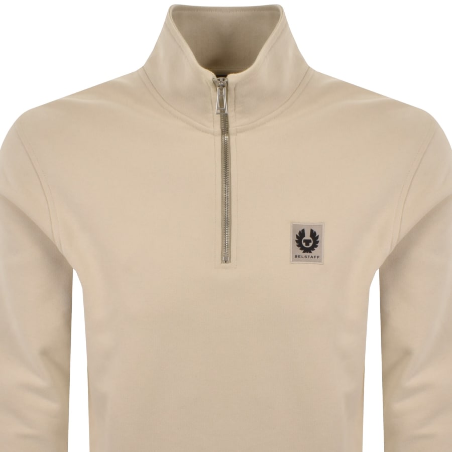 Image number 2 for Belstaff Quarter Zip Sweatshirt Beige