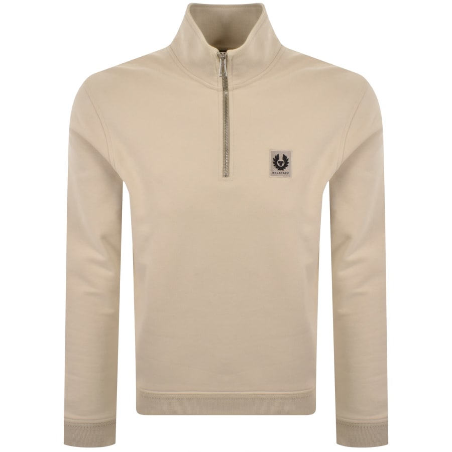 Image number 1 for Belstaff Quarter Zip Sweatshirt Beige