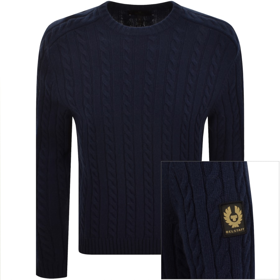 Image number 1 for Belstaff Westport Crewneck Jumper Navy
