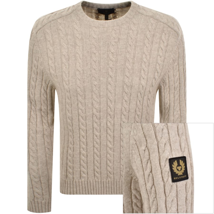 Image number 1 for Belstaff Westport Crewneck Jumper Beige