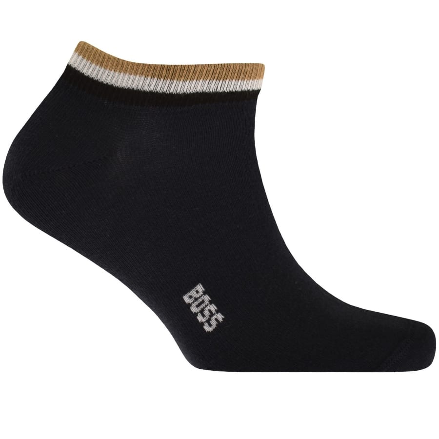 Image number 2 for BOSS 2 Pack Iconic Stripe Ankle Socks Navy