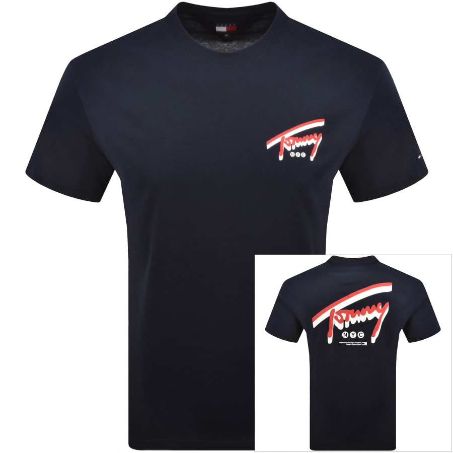 Image number 1 for Tommy Jeans Backprint T Shirt Dark Blue