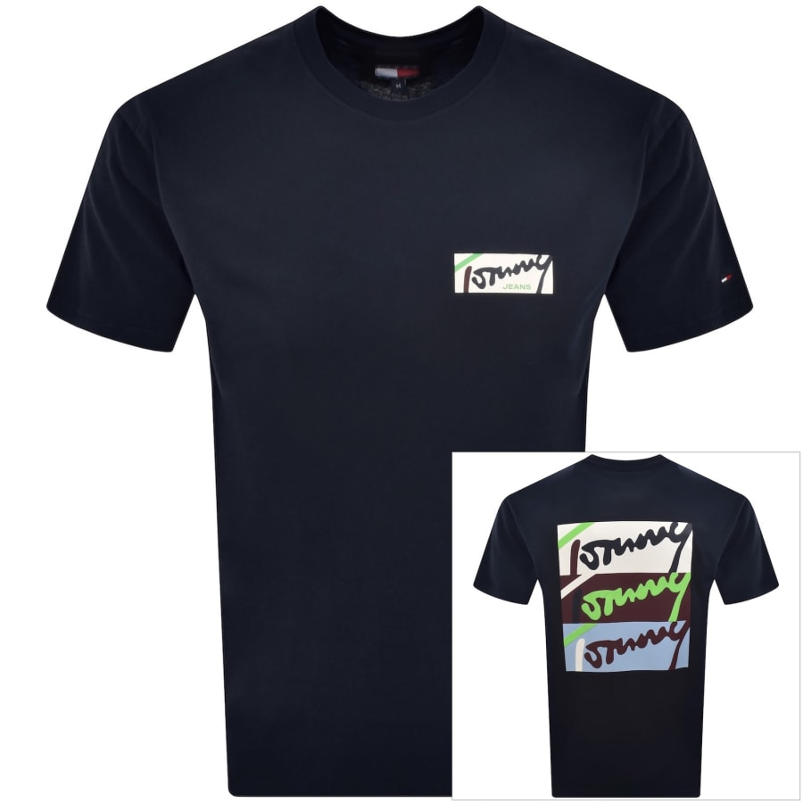 Image number 1 for Tommy Jeans Signature T Shirt Dark Blue