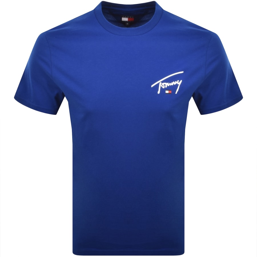 Image number 1 for Tommy Jeans Signature T Shirt Deep Marine Blue