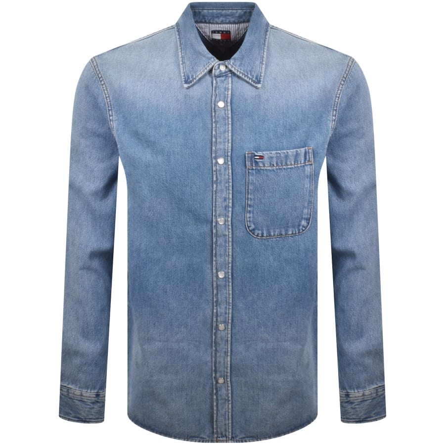 Image number 1 for Tommy Jeans Regular Fit Denim Shirt Blue